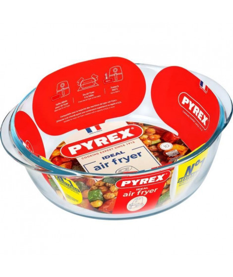 Plat air fryer - PYREX - 1450144 - Rond - En verre borosilicate - 26 cm