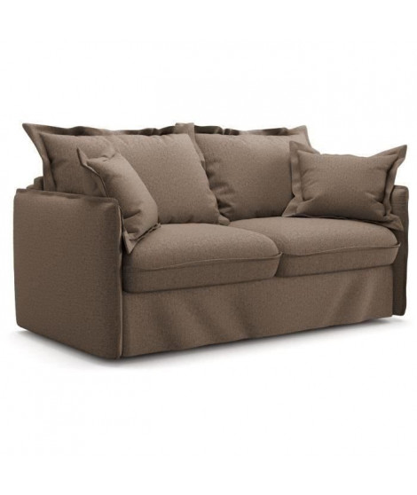 Canapé convertible express - 3 places - MYKONOS - Tissu Como 5 Antelope - 185 x 104 x 90 cm - MONDO