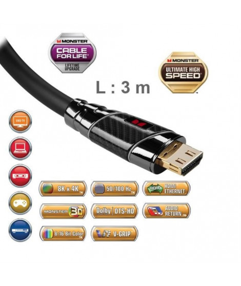 Câble HDMI Monster Black Platinium 3 m