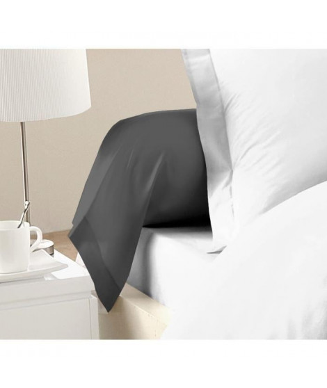 LOVELY HOME Lot de 2 Taies de Traversin 100% coton 85x185 cm gris foncé