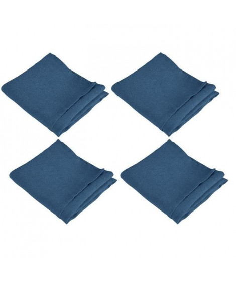 VENT DU SUD Lot de 4 serviettes de table SYMPHONIE 100% lin 50x50 cm indigo