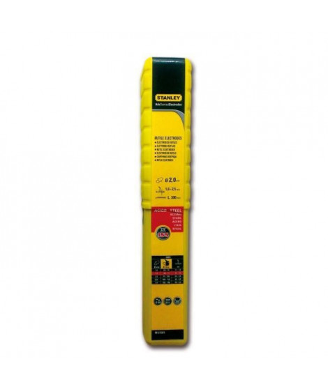 STANLEY 460920  Lot de 155 électrodes rutiles acier - Ø 2 mm - L 350 mm - Baguettes de soudure