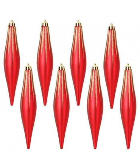 Set de 8 glaçons - En plastique - H15 cm - Rouge