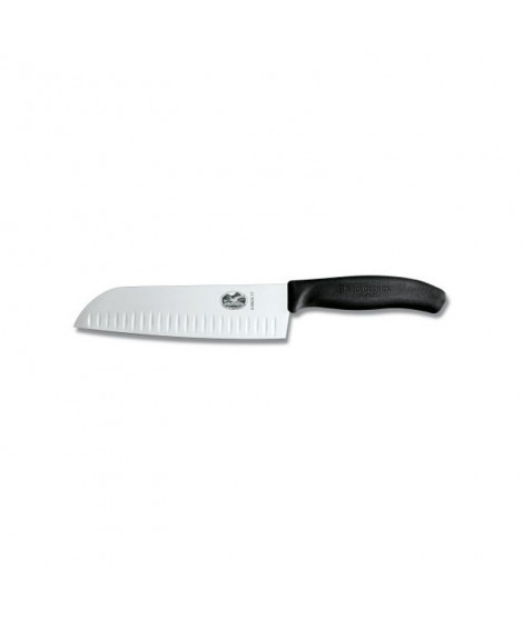 Couteau Santoku Lame alvéolée 17 cm noir Victorinox