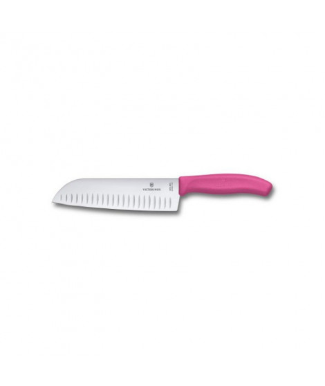 Couteau Santoku Lame alvéolée 17 cm rose Victorinox