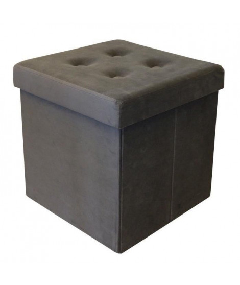 Pouf coffre pliable - 35 x 35 x 35 cm - Gris