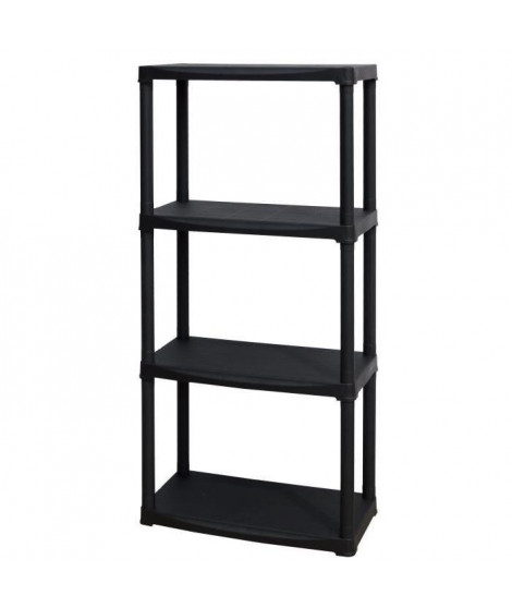 SOGENEX Etagere en résine - 4 tablettes - Hauteur 133 cm Largeur 60 cm - Noir