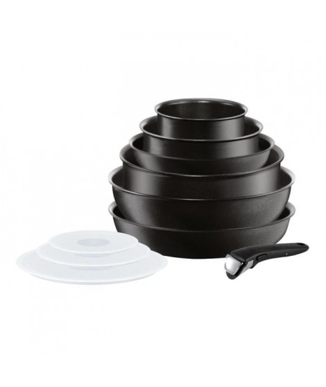 TEFAL INGENIO PERFORMANCE Batterie de cuisine 10 pieces L6549302 16-20-22-24-26cm Tous feux dont induction - Noir