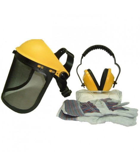 JARDIN PRATIQUE Kit de protection OZAKI - Ecran grillagé relevable + lunettes de sécurité + casque anti-bruit ajustable et gants