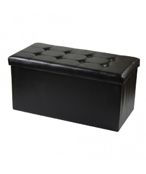 Pouf et rangement pliable noir 38 cm