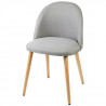 MACARON Chaise de salle a manger pieds bois hetre massif - Revetement tissu gris clair - Style scandinave - L 50 x P 50 cm