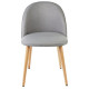MACARON Chaise de salle a manger pieds bois hetre massif - Revetement tissu gris clair - Style scandinave - L 50 x P 50 cm