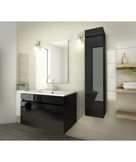 LUNA Ensemble de salle de bain 80 cm noir vernis